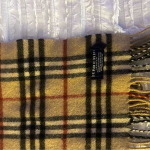 Burberry Tan and Black Plaid Scarf